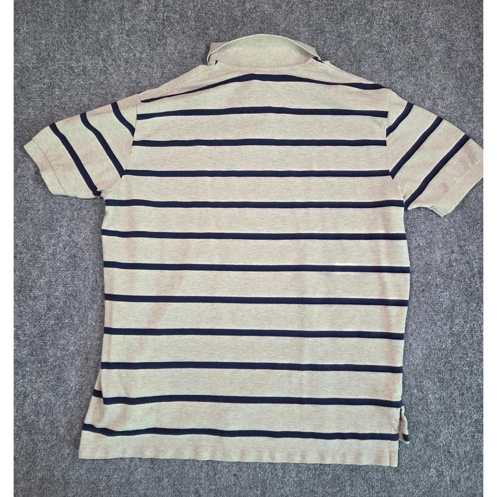 Polo Ralph Lauren Polo Shirt Mens XXL Grey Navy Blue Striped Short Sleeve Cotton